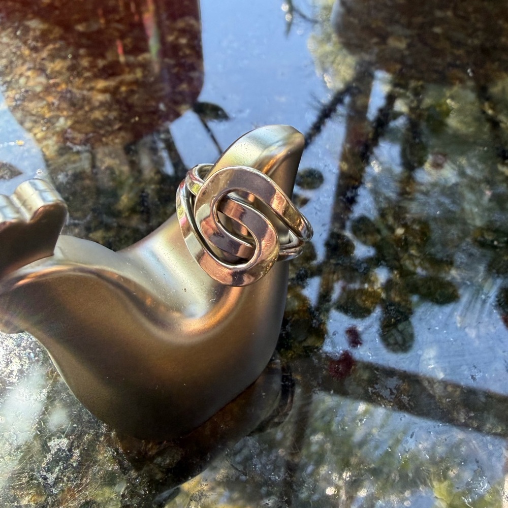 Vintage Sterling Silver Interlocking Loop Ring - image 2